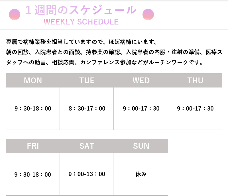 1週間のスケジュール