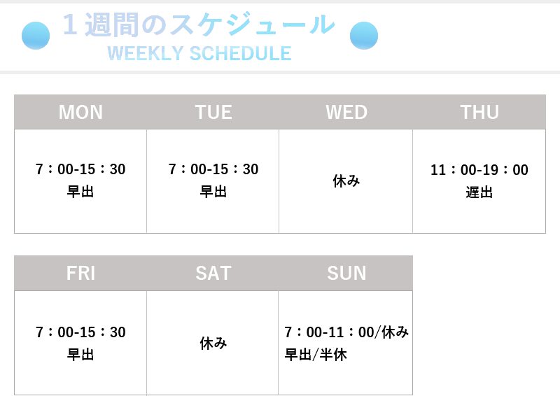 1週間のスケジュール