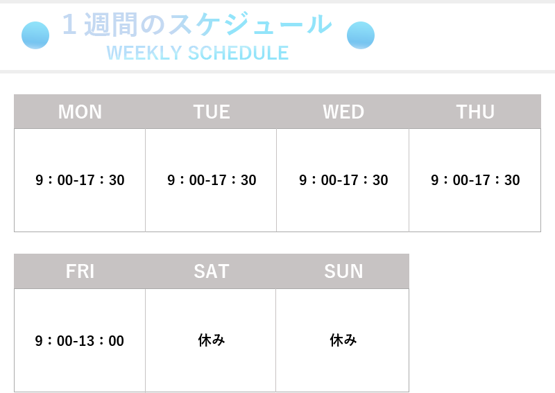 1週間のスケジュール